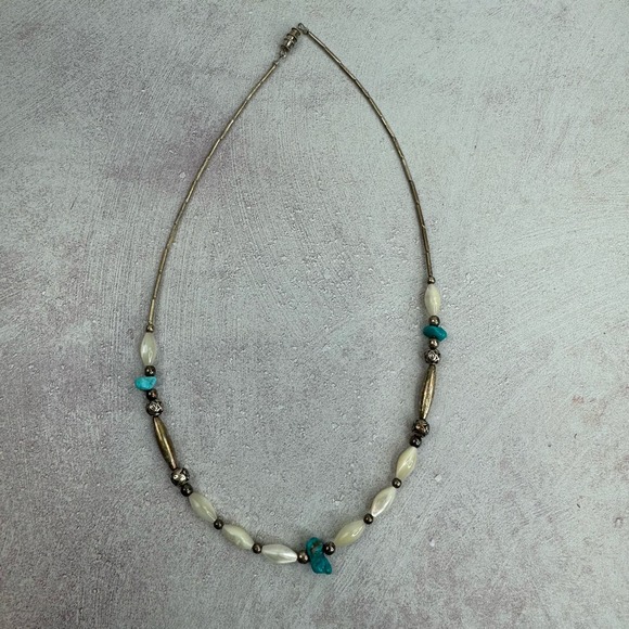 Native American Necklace Vintage Blue White Turquoise Southwestern Boho VTG - Picture 5 of 9